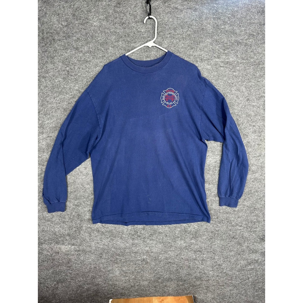 San Francisco Fire Dept Engine 43 Long Sleeve T-Shirt Mens XL Blue Hanes Beefy-T
